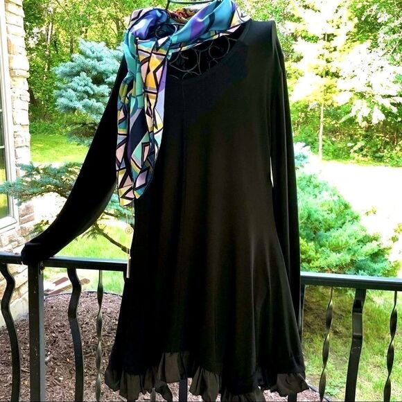 GERSHON BRAM BLACK RAW EDGE HEMLINE TUNIC M NWT - Picture 6 of 9